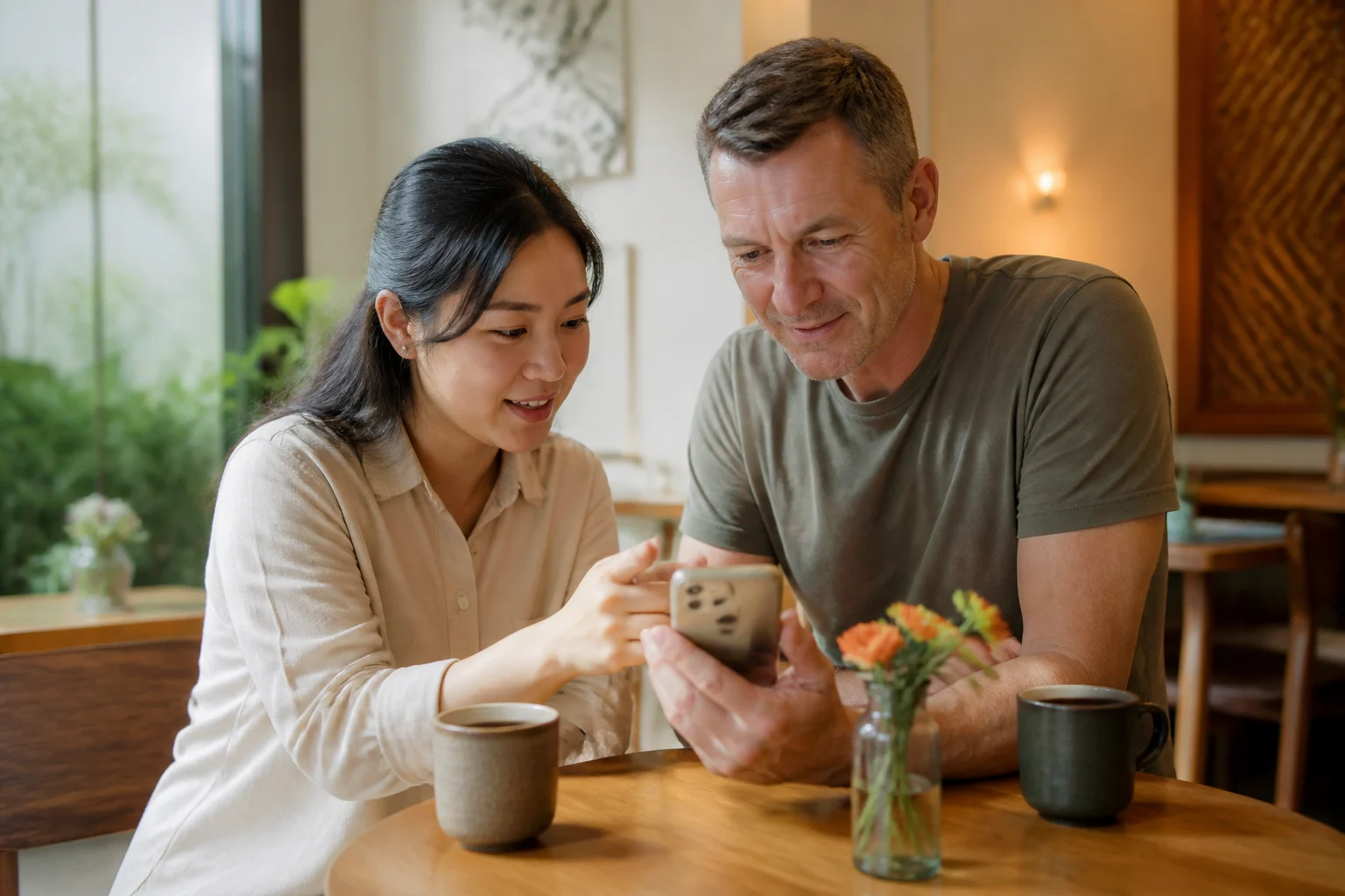 A companion helping a traveler over tea